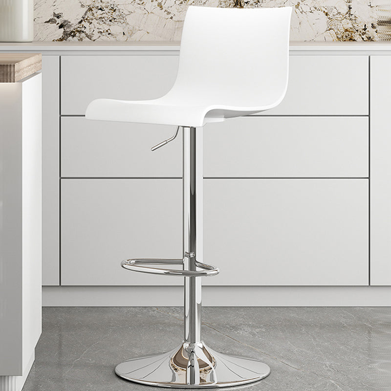 Modern Adjustable Height Swivel Plastic Low Back Bar Stool with Footrest Silver White 1 Piece Clearhalo 'Bar Furniture' 'Bar Stools' 'bar_stools' 'furn' 'furn_bar_stools' 'Furniture' 'Kitchen & Dining Furniture' 7718896