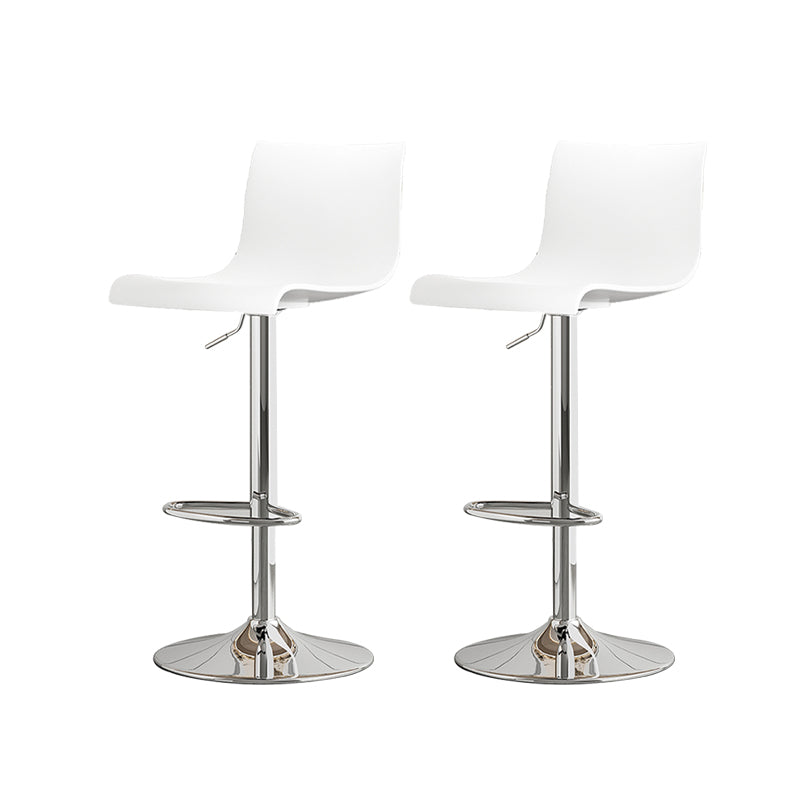 Modern Adjustable Height Swivel Plastic Low Back Bar Stool with Footrest Silver White 2 Piece Set Clearhalo 'Bar Furniture' 'Bar Stools' 'bar_stools' 'furn' 'furn_bar_stools' 'Furniture' 'Kitchen & Dining Furniture' 7718897