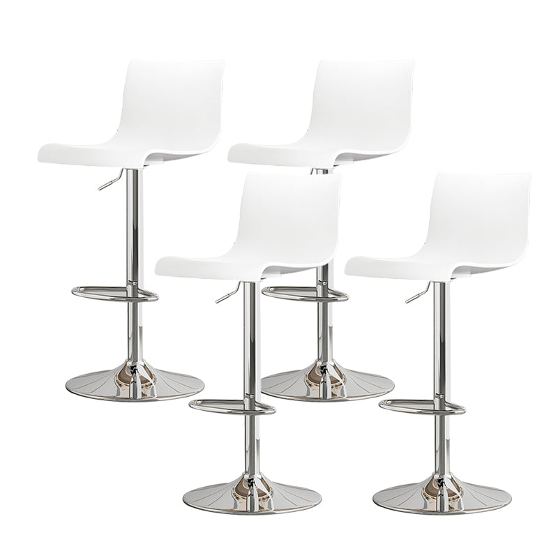 Modern Adjustable Height Swivel Plastic Low Back Bar Stool with Footrest Silver White 4 Piece Set Clearhalo 'Bar Furniture' 'Bar Stools' 'bar_stools' 'furn' 'furn_bar_stools' 'Furniture' 'Kitchen & Dining Furniture' 7718898