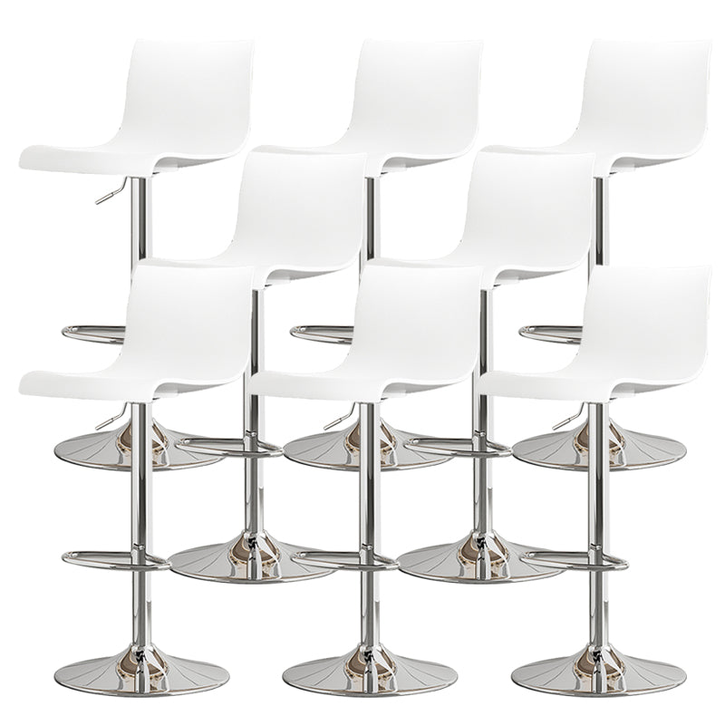 Modern Adjustable Height Swivel Plastic Low Back Bar Stool with Footrest Silver White 8 Piece Set Clearhalo 'Bar Furniture' 'Bar Stools' 'bar_stools' 'furn' 'furn_bar_stools' 'Furniture' 'Kitchen & Dining Furniture' 7718900