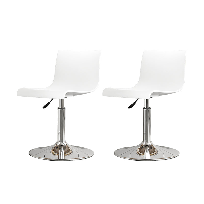 Modern Adjustable Height Swivel Plastic Low Back Bar Stool with Footrest Silvery White White 2 Piece Set Clearhalo 'Bar Furniture' 'Bar Stools' 'bar_stools' 'furn' 'furn_bar_stools' 'Furniture' 'Kitchen & Dining Furniture' 7718902