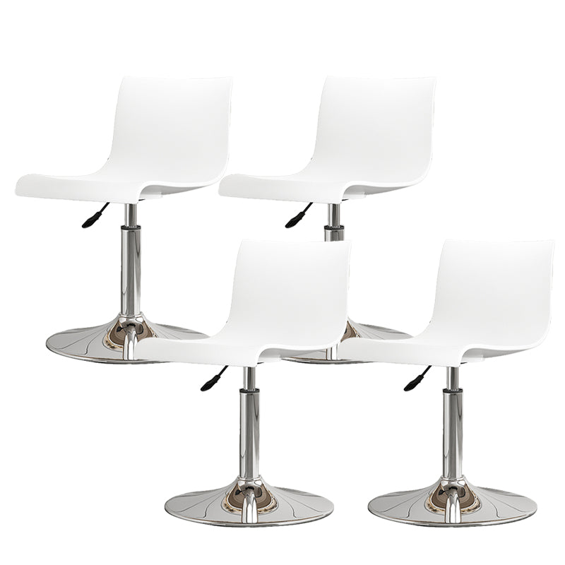 Modern Adjustable Height Swivel Plastic Low Back Bar Stool with Footrest Silvery White White 4 Piece Set Clearhalo 'Bar Furniture' 'Bar Stools' 'bar_stools' 'furn' 'furn_bar_stools' 'Furniture' 'Kitchen & Dining Furniture' 7718903