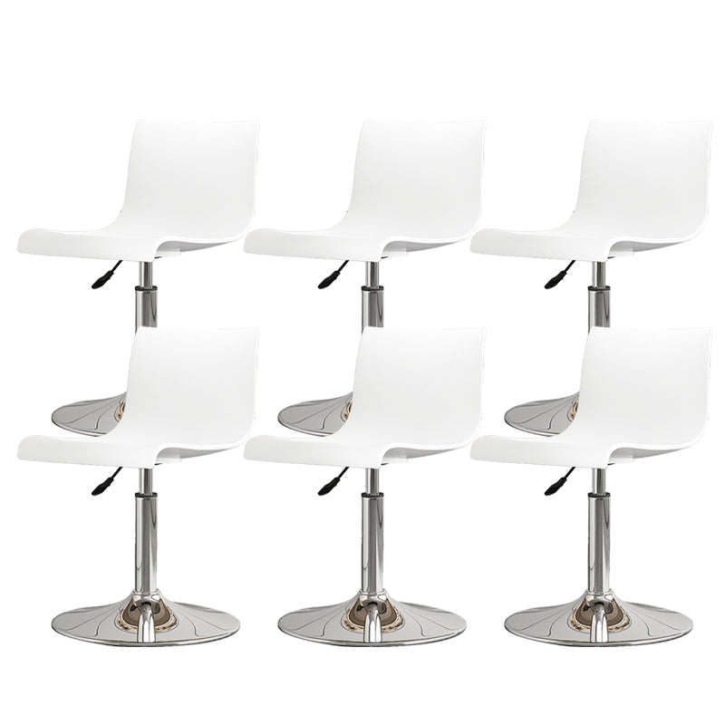 Modern Adjustable Height Swivel Plastic Low Back Bar Stool with Footrest Silvery White White 6 Piece Set Clearhalo 'Bar Furniture' 'Bar Stools' 'bar_stools' 'furn' 'furn_bar_stools' 'Furniture' 'Kitchen & Dining Furniture' 7718904