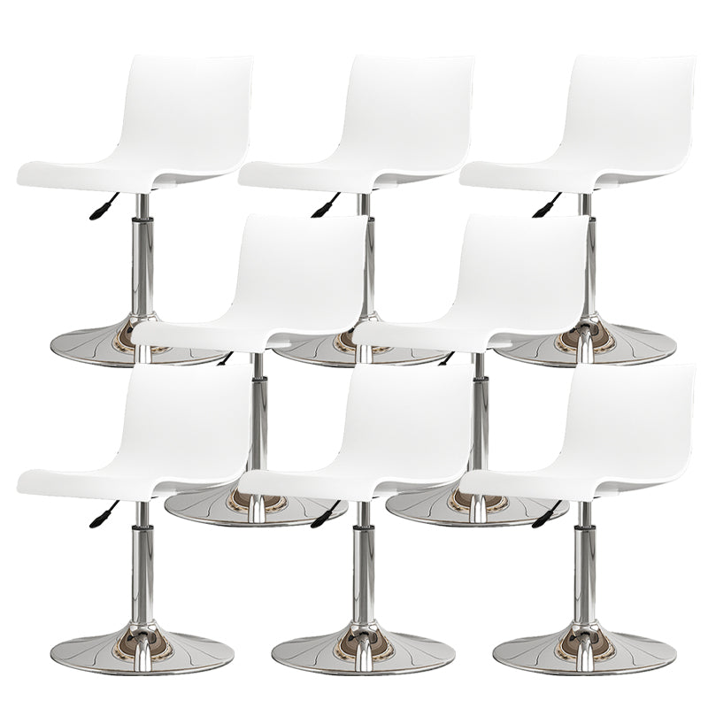 Modern Adjustable Height Swivel Plastic Low Back Bar Stool with Footrest Silvery White White 8 Piece Set Clearhalo 'Bar Furniture' 'Bar Stools' 'bar_stools' 'furn' 'furn_bar_stools' 'Furniture' 'Kitchen & Dining Furniture' 7718905