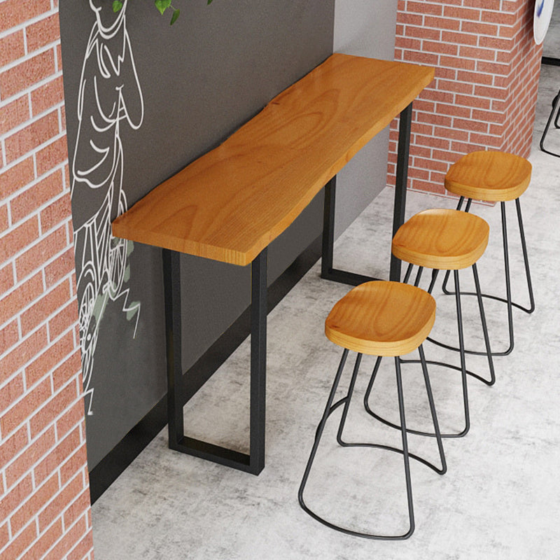 Rectangle Sled Base Solid Wood Bar Table for Kitchen Dining Room Brown Without Chairs Clearhalo 'Bar Furniture' 'Bar Tables' 'bar_tables' 'furn' 'furn_bar_tables' 'Furniture' 'Kitchen & Dining Furniture' 7719045