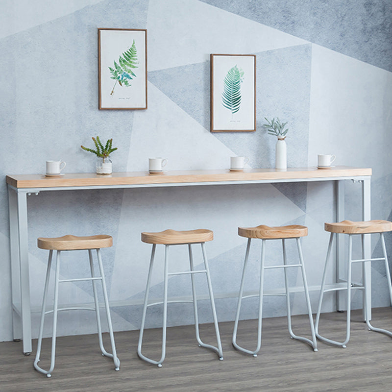 Moderner Bartisch aus massivem Holz mit rechteckigem Bockgestell für die Küche und das Esszimmer