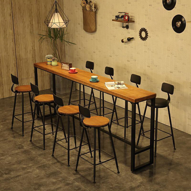 Moderner rechteckiger Bartisch mit Bockgestell aus massivem Holz für die Küche und das Esszimmer