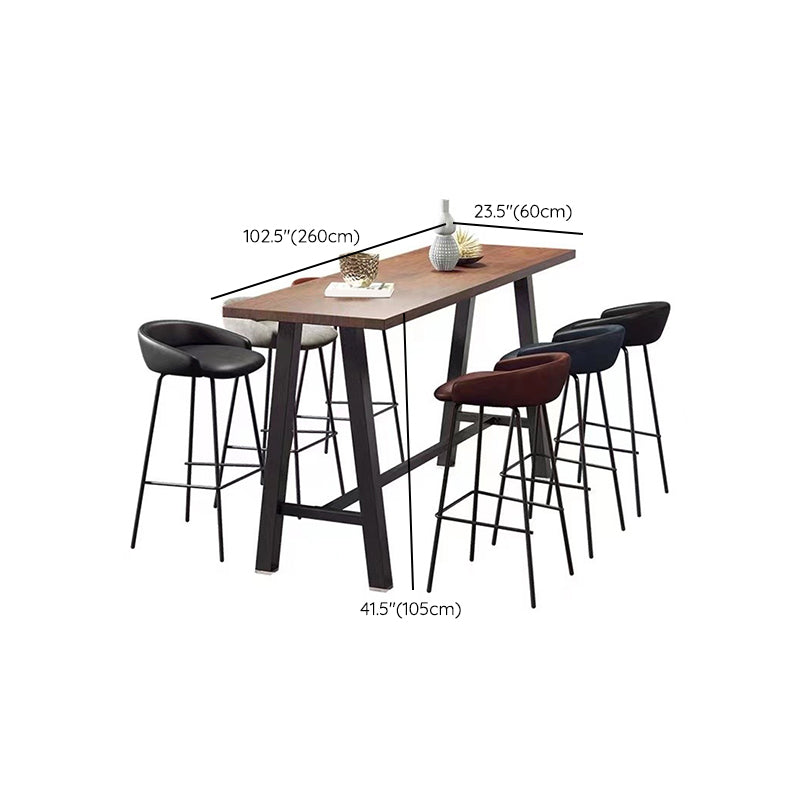 Rechthoekige grenen massief houten schraagbasis bartafel voor keukeneetkamer
