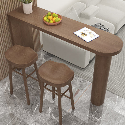 Moderne woonkamer massief hout dubbele voetstuk bar eettafel