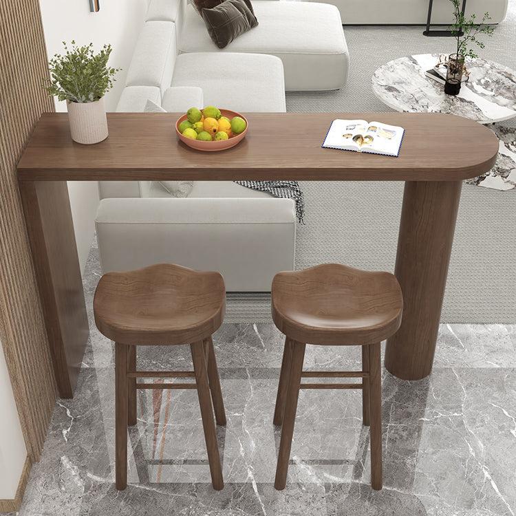 Modern Living Room Solid Wood Double pedestal Bar Dining Table Clearhalo 'Bar Furniture' 'Bar Tables' 'bar_tables' 'furn' 'furn_bar_tables' 'Furniture' 'Kitchen & Dining Furniture' 7719179