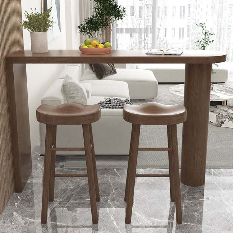 Modern Living Room Solid Wood Double pedestal Bar Dining Table Clearhalo 'Bar Furniture' 'Bar Tables' 'bar_tables' 'furn' 'furn_bar_tables' 'Furniture' 'Kitchen & Dining Furniture' 7719187
