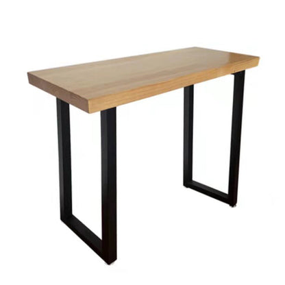 Kitchen Natural Finish Solid Wood Pub Table with Black Metal Frame Without Chairs Clearhalo 'Bar Furniture' 'Bar Tables' 'bar_tables' 'furn' 'furn_bar_tables' 'Furniture' 'Kitchen & Dining Furniture' 7719199
