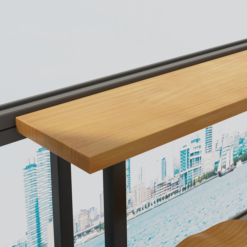 Kitchen Natural Finish Solid Wood Pub Table with Black Metal Frame Clearhalo 'Bar Furniture' 'Bar Tables' 'bar_tables' 'furn' 'furn_bar_tables' 'Furniture' 'Kitchen & Dining Furniture' 7719204