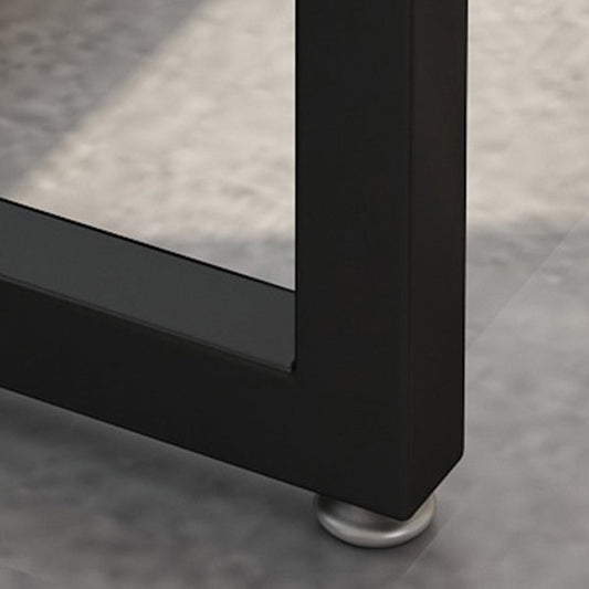 Keuken natuurlijke afwerking massief hout pub tafel met zwart metalen frame