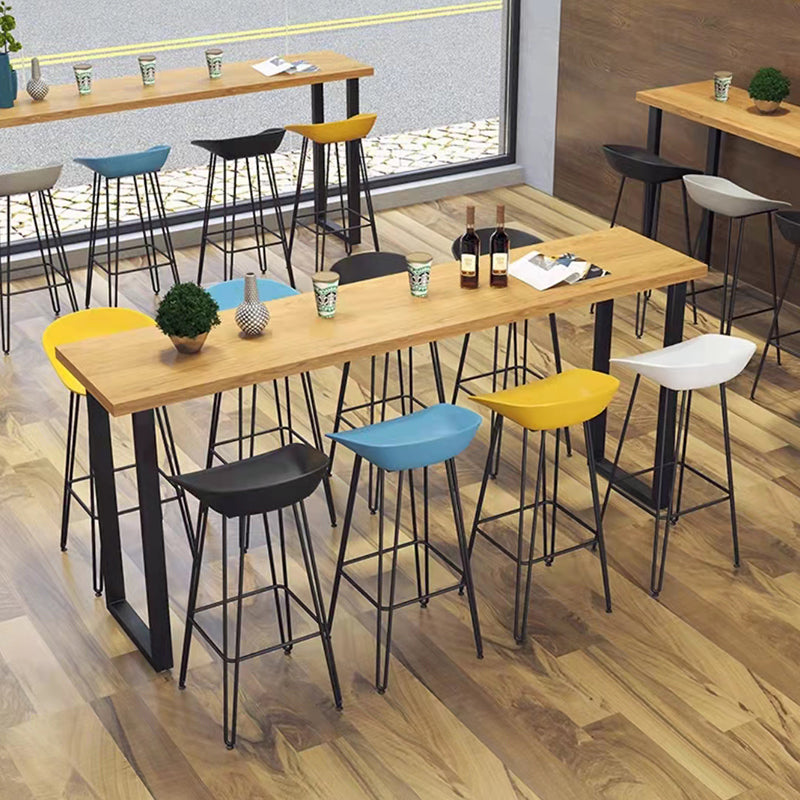 Kitchen Natural Finish Solid Wood Pub Table with Black Metal Frame Clearhalo 'Bar Furniture' 'Bar Tables' 'bar_tables' 'furn' 'furn_bar_tables' 'Furniture' 'Kitchen & Dining Furniture' 7719208