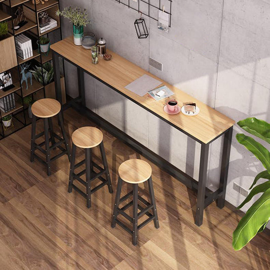 Contemporary Manufactured Wood Bar Table with Metal Base for Home Clearhalo 'Bar Furniture' 'Bar Tables' 'bar_tables' 'furn' 'furn_bar_tables' 'Furniture' 'Kitchen & Dining Furniture' 7719226