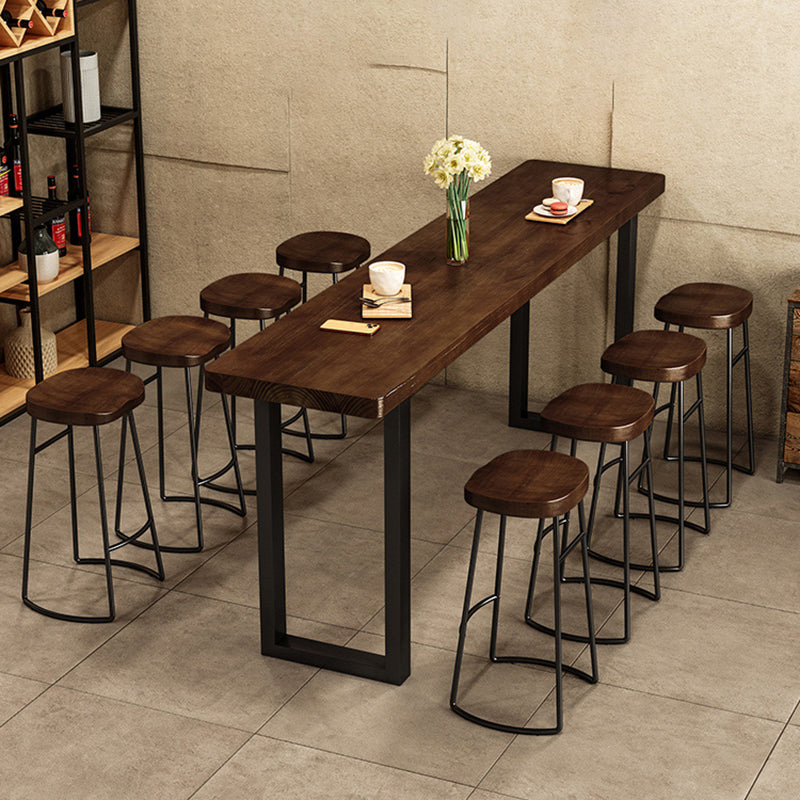 Rectangle Pine Wood Pub Table with Metal Frame for Living Room Clearhalo 'Bar Furniture' 'Bar Tables' 'bar_tables' 'furn' 'furn_bar_tables' 'Furniture' 'Kitchen & Dining Furniture' 7719269