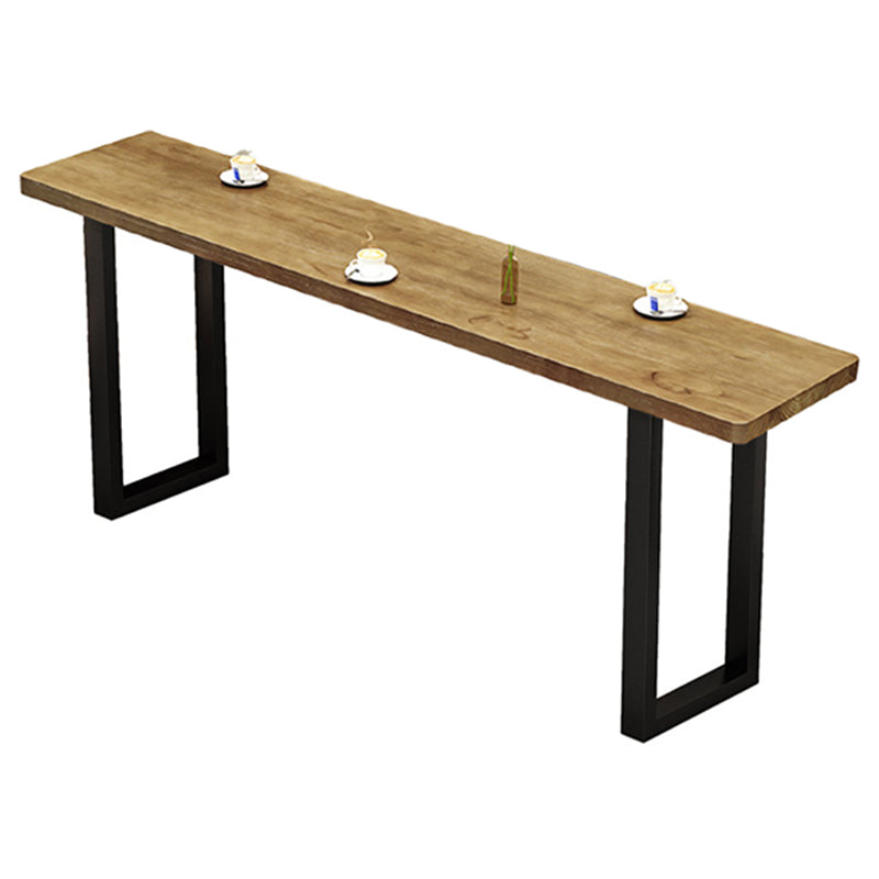 Rectangle Pine Wood Pub Table with Metal Frame for Living Room Natural Without Chairs Clearhalo 'Bar Furniture' 'Bar Tables' 'bar_tables' 'furn' 'furn_bar_tables' 'Furniture' 'Kitchen & Dining Furniture' 7719270