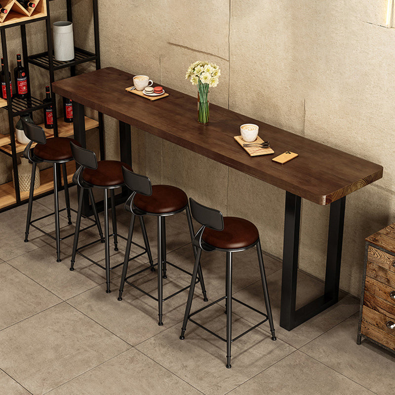 Rectangle Pine Wood Pub Table with Metal Frame for Living Room Clearhalo 'Bar Furniture' 'Bar Tables' 'bar_tables' 'furn' 'furn_bar_tables' 'Furniture' 'Kitchen & Dining Furniture' 7719272