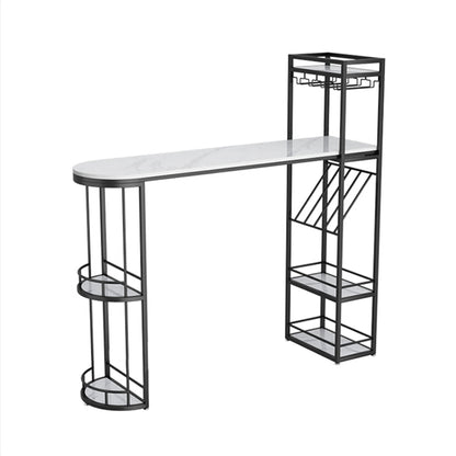 Double Pedestal Sintered Stone Dining Bar Table for Kitchen Dining Room Black Without Chairs Clearhalo 'Bar Furniture' 'Bar Tables' 'bar_tables' 'furn' 'furn_bar_tables' 'Furniture' 'Kitchen & Dining Furniture' 7719289