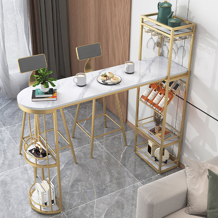 Double Pedestal Sintered Stone Dining Bar Table for Kitchen Dining Room Clearhalo 'Bar Furniture' 'Bar Tables' 'bar_tables' 'furn' 'furn_bar_tables' 'Furniture' 'Kitchen & Dining Furniture' 7719290