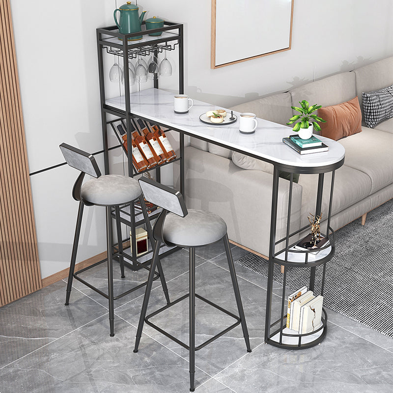 Double Pedestal Sintered Stone Dining Bar Table for Kitchen Dining Room Clearhalo 'Bar Furniture' 'Bar Tables' 'bar_tables' 'furn' 'furn_bar_tables' 'Furniture' 'Kitchen & Dining Furniture' 7719291