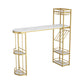 Double Pedestal Sintered Stone Dining Bar Table for Kitchen Dining Room Gold Without Chairs Clearhalo 'Bar Furniture' 'Bar Tables' 'bar_tables' 'furn' 'furn_bar_tables' 'Furniture' 'Kitchen & Dining Furniture' 7719293