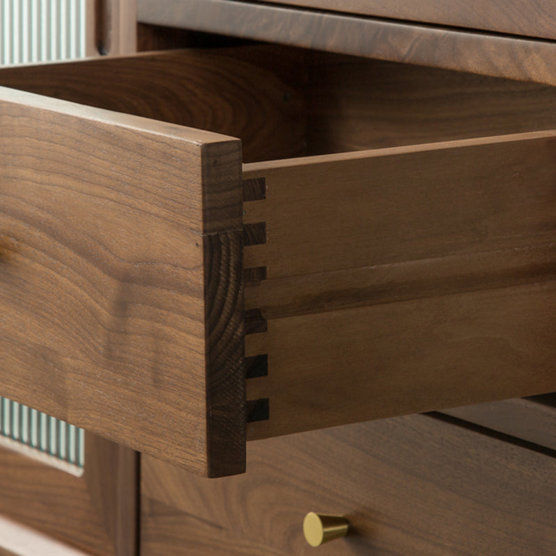 Puertas de vidrio modernas Gabinete de lado de madera maciza con gabinetes y cajones