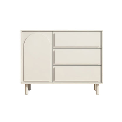 Contemporary Wooden White Sideboard Cabinet with Doors and Drawers 39"L x 14"W x 37"H Clearhalo 'buffet_sideboard' 'Buffets & Sideboards' 'furn' 'furn_buffet_sideboard' 'Furniture' 'Kitchen & Dining Furniture' 7719443