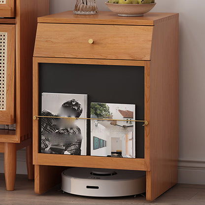 Nordic Style Massivholz -Displayschrank mit Schublade für Wohnzimmer