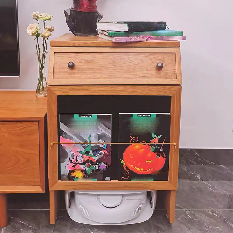 Nordic Style Massivholz -Displayschrank mit Schublade für Wohnzimmer