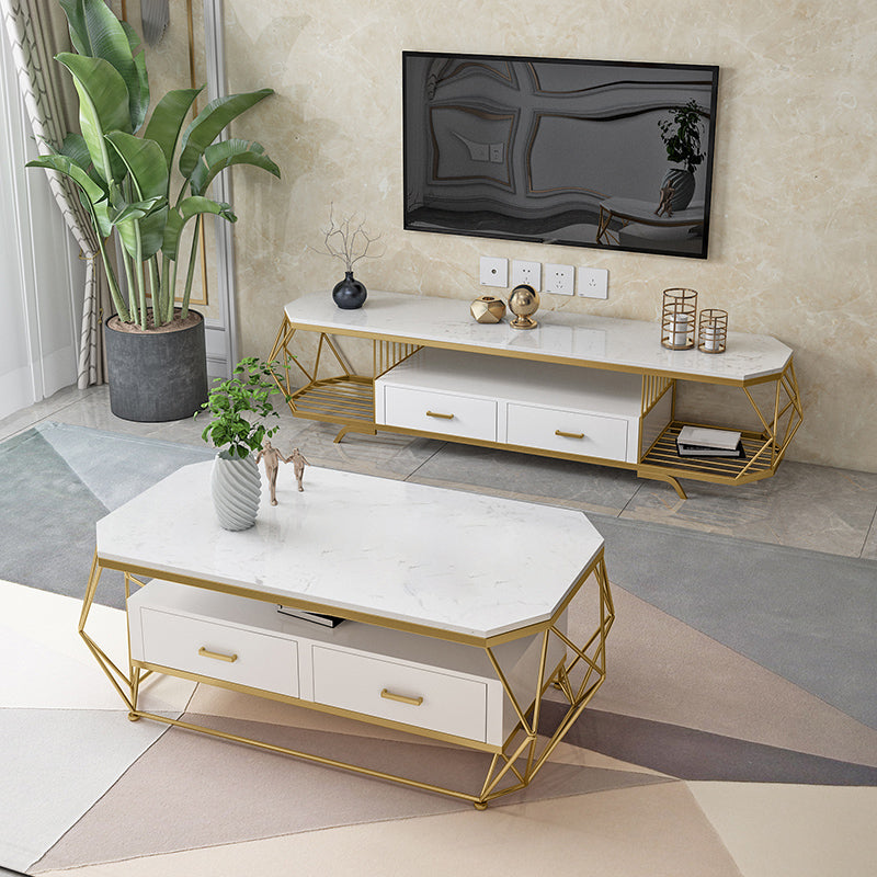 Contemporary TV Media Stand Marble Stand Console with Drawers Clearhalo 'furn' 'furn_tv_stands_entertainment_centers' 'Furniture' 'Living Room Furniture' 'TV Stands & Entertainment Centers' 'TV Stands & Media Storage Furniture' 'tv_stands_entertainment_centers' 7723036