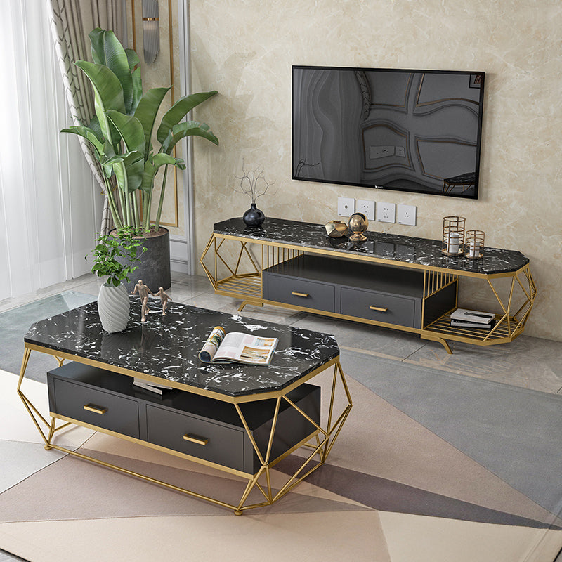 Contemporary TV Media Stand Marble Stand Console with Drawers Clearhalo 'furn' 'furn_tv_stands_entertainment_centers' 'Furniture' 'Living Room Furniture' 'TV Stands & Entertainment Centers' 'TV Stands & Media Storage Furniture' 'tv_stands_entertainment_centers' 7723040