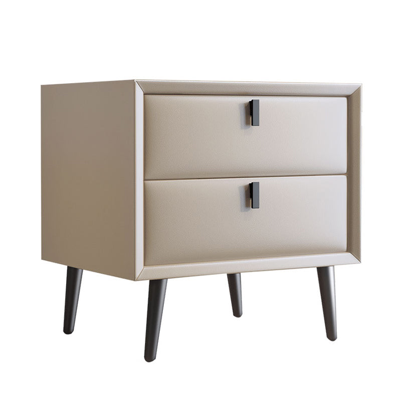 Table de nuit en cuir en bois massif contemporain lit de chevet avec tiroirs