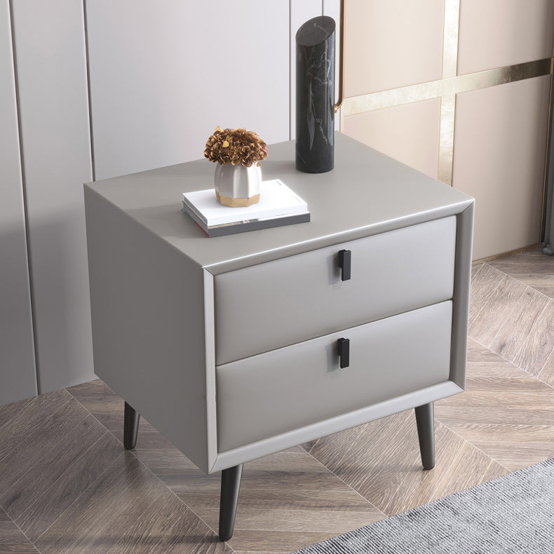 Table de nuit en cuir en bois massif contemporain lit de chevet avec tiroirs