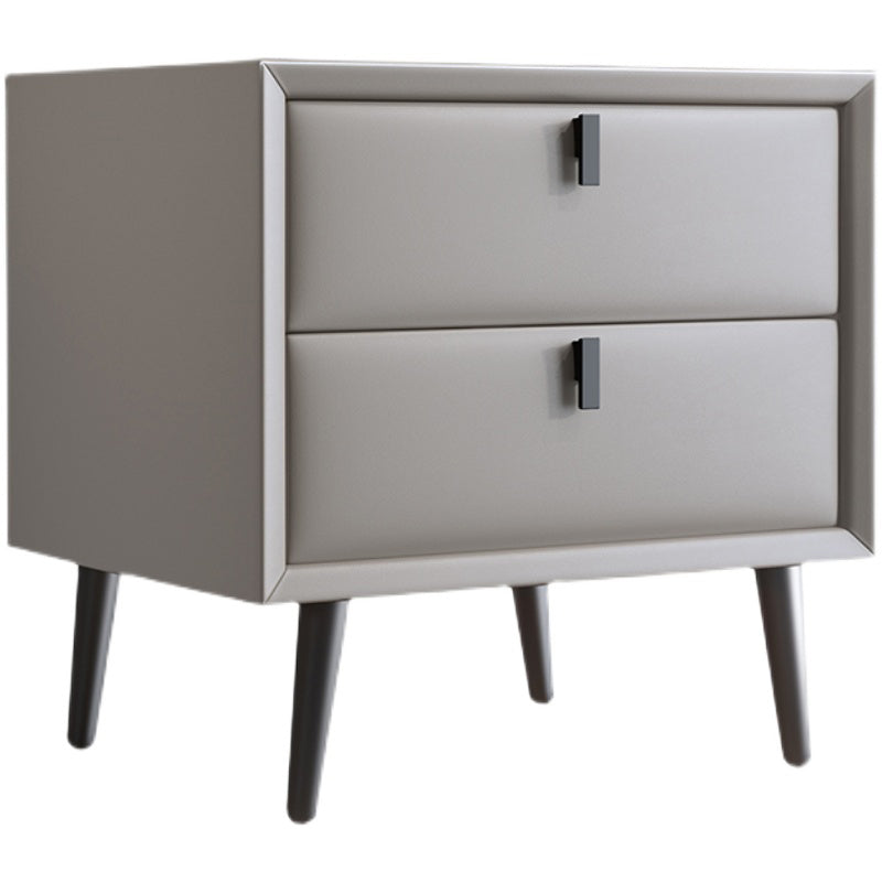 Table de nuit en cuir en bois massif contemporain lit de chevet avec tiroirs