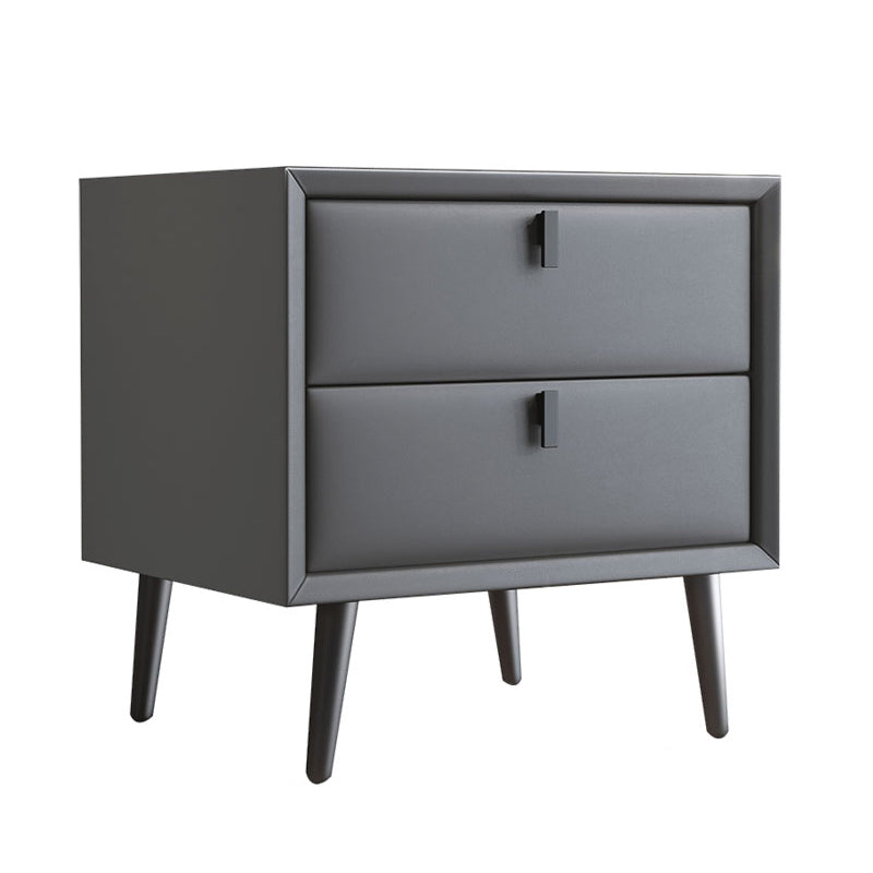 Table de nuit en cuir en bois massif contemporain lit de chevet avec tiroirs