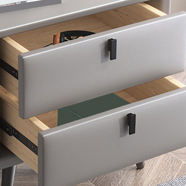 Table de nuit en cuir en bois massif contemporain lit de chevet avec tiroirs