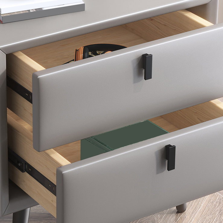 Table de nuit en cuir en bois massif contemporain lit de chevet avec tiroirs