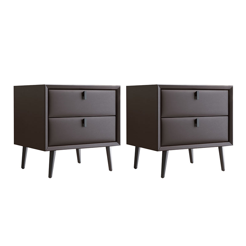 Table de nuit en cuir en bois massif contemporain lit de chevet avec tiroirs