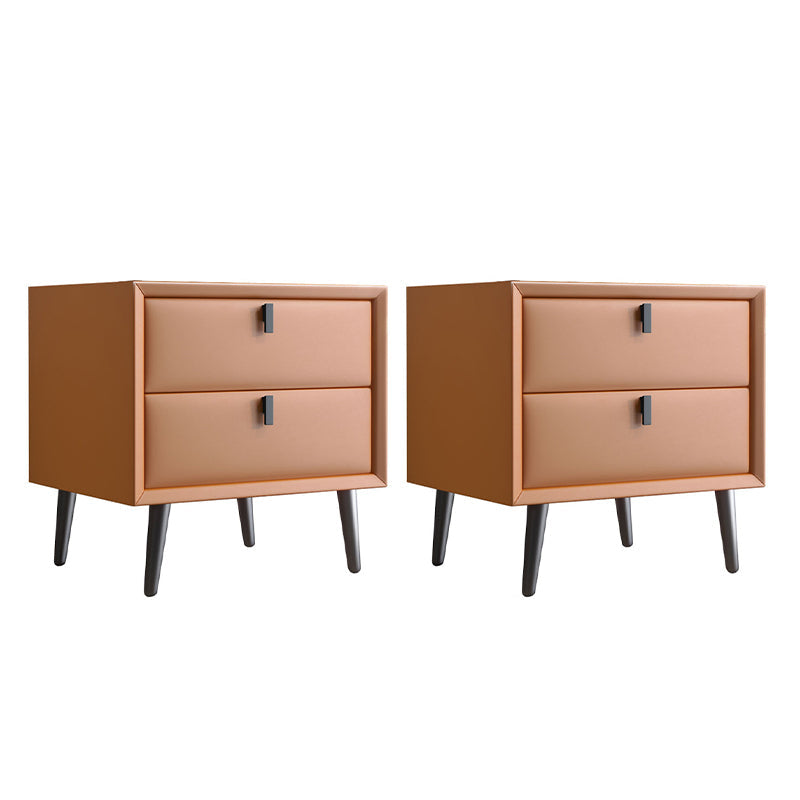 Table de nuit en cuir en bois massif contemporain lit de chevet avec tiroirs