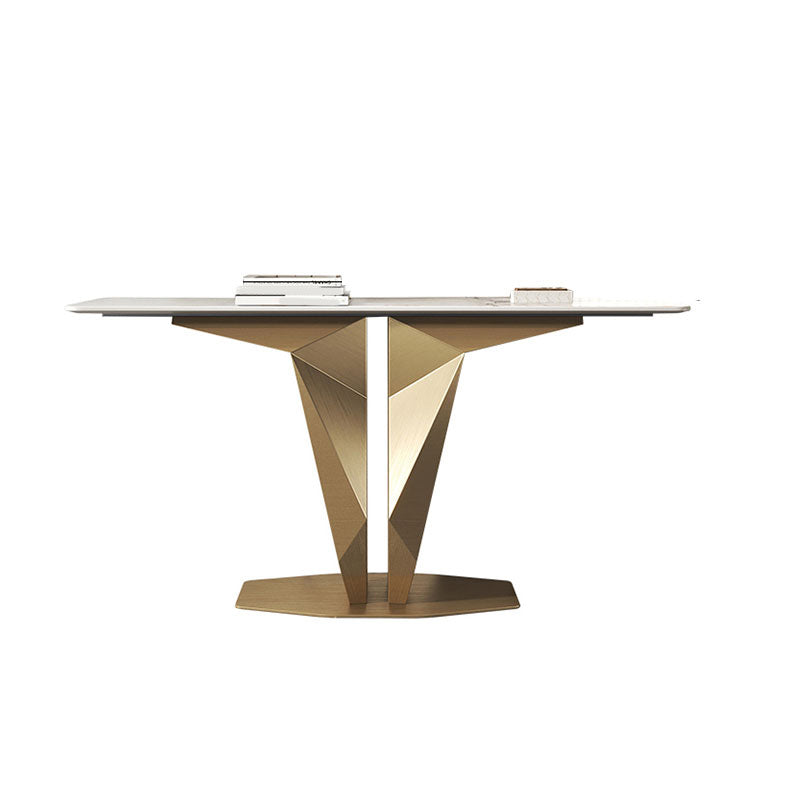 Mesa de acento de consola rectángulo glamoroso con tapa de piedra blanca para Hall