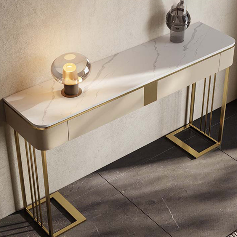 Rectangle Console Table Scratch Resistant with Stone Top for Hall