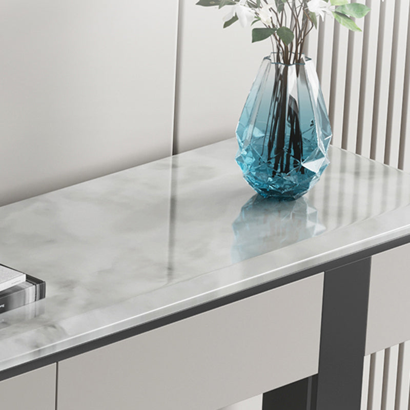 Contemporary Console Accent Table Scratch Resistant with Stone Top for Hall