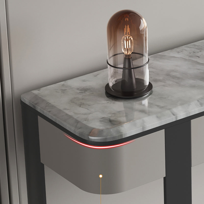 Contemporary Console Accent Table Scratch Resistant with Stone Top for Hall