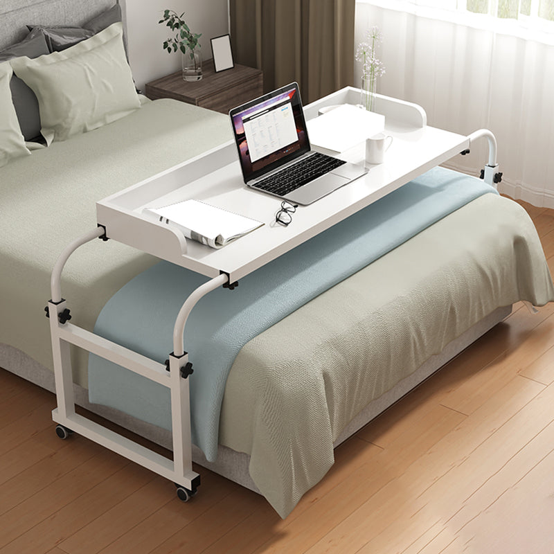 Adjustable Height Computer Desk Bedroom Office Desk with Caster Wheels 47"L x 17"W x 26"H Textured White Clearhalo 'furn' 'furn_office_desk' 'Furniture' 'Office Desks' 'Office Furniture' 'office_desk' 7723402