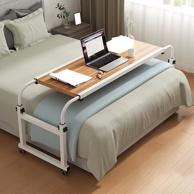 Adjustable Height Computer Desk Bedroom Office Desk with Caster Wheels 47"L x 17"W x 26"H Walnut Clearhalo 'furn' 'furn_office_desk' 'Furniture' 'Office Desks' 'Office Furniture' 'office_desk' 7723404