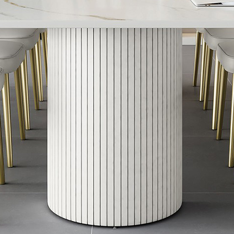 Tavolo da laptop rettangolare da ufficio grigio/scrivania in pietra bianca con 2 gambe