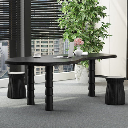 Table de l'ordinateur portable de bureau en forme de forme gratuite Bureau d'écriture en bois massif en noir