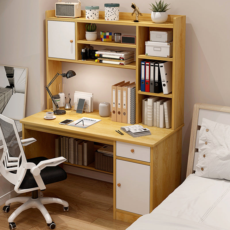 Contemporary Wood Office Desk Rectangular Shape Task Desk with Drawer for Home